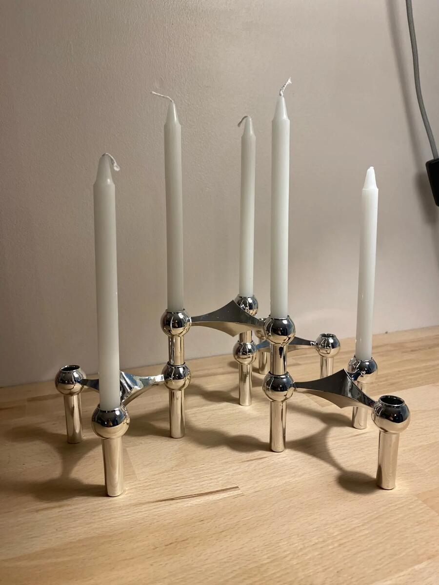 Centerpiece Stick - Металлический подсвечник, скандинавская молекулярная структура, золотой