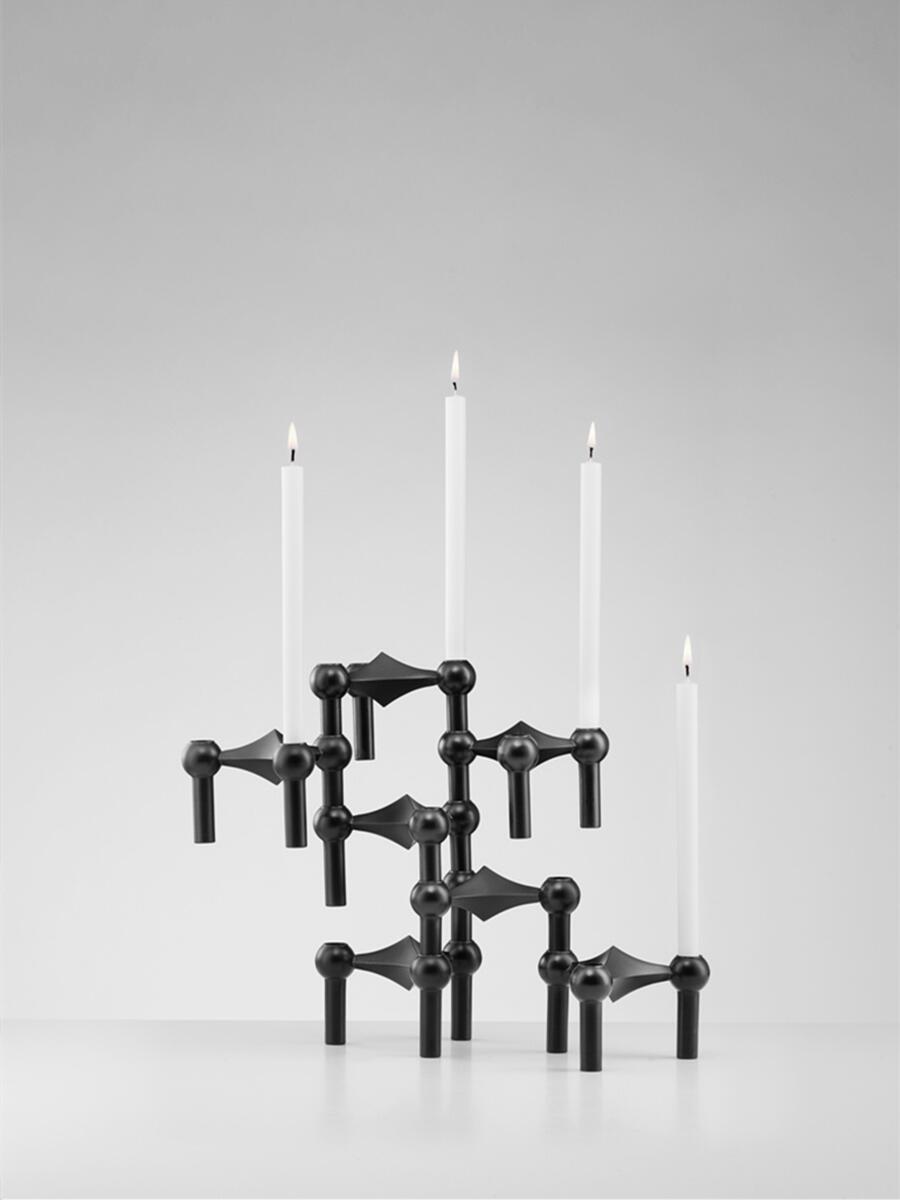 Centerpiece Stick - Металлический подсвечник в молекулярном стиле, черный,