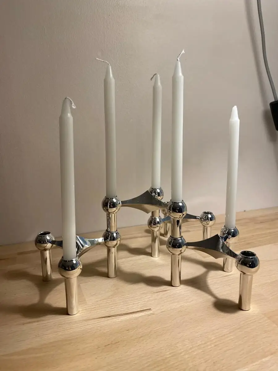 Centerpiece Stick - Металлический подсвечник, скандинавская молекулярная структура, золотой